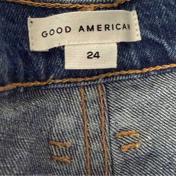 Good American Jean Shorts Good 90s Distressed Frayed Womens 24 Plus Blue NWT - Picture 5 of 11